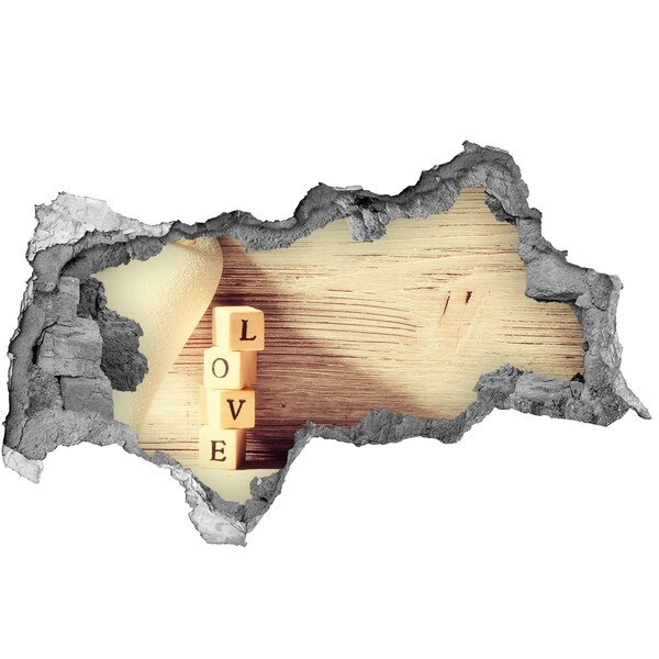 Autocollant à effet 3d trou L'amour dans un mur brisé