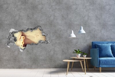 Autocollant à effet 3d trou L'amour dans un mur brisé