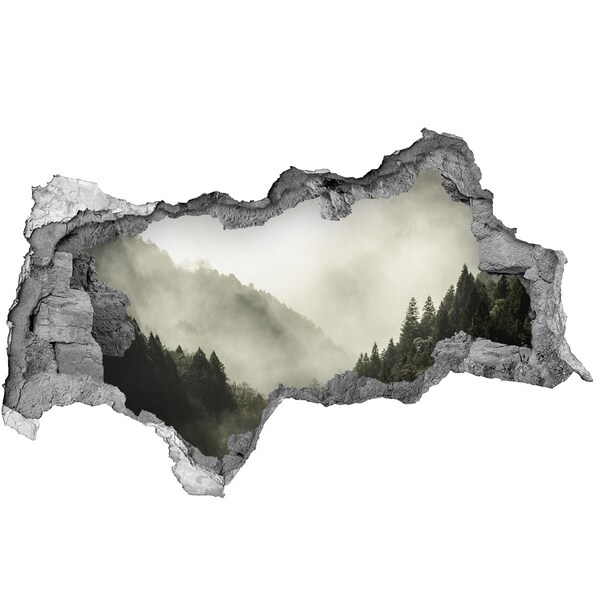 Sticker mural effet trou 3d Paysage de montagne dans les nuages