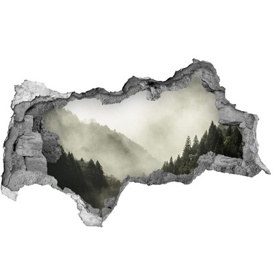 Sticker mural effet trou 3d Paysage de montagne dans les nuages
