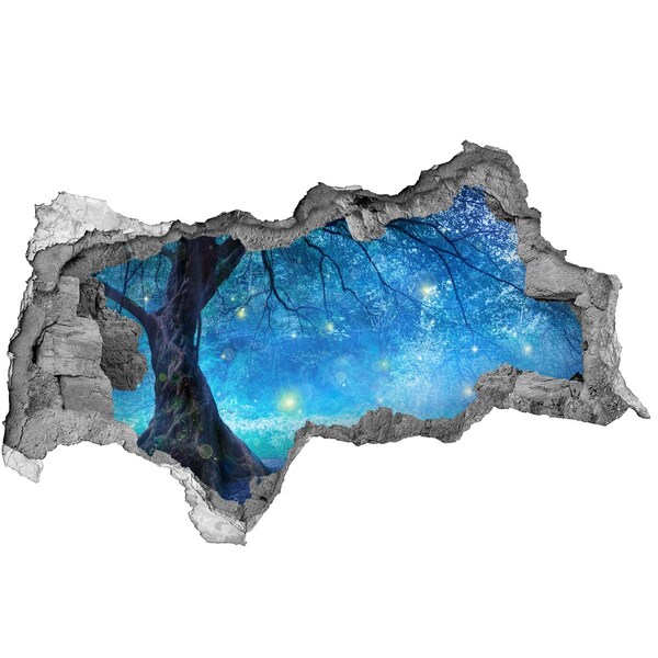 Autocollant à effet 3d trou Forêt magique au clair de lune