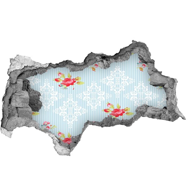 Autocollant à effet 3d trou Motif floral sur fond bleu