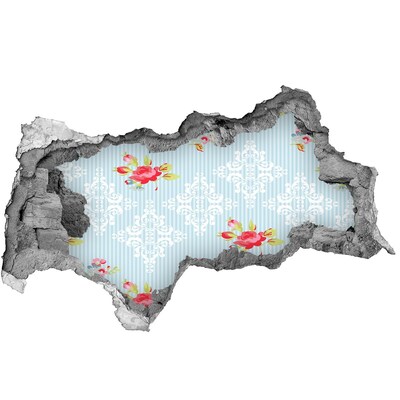 Autocollant à effet 3d trou Motif floral sur fond bleu