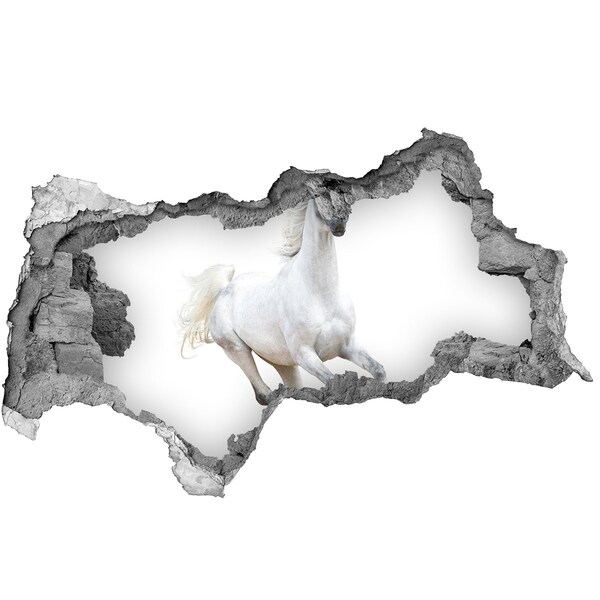 Autocollant à effet 3d trou Un cheval blanc au galop