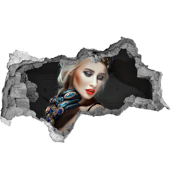 Sticker mural effet trou 3d Princesse dans les ruines