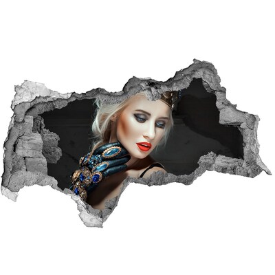 Sticker mural effet trou 3d Princesse dans les ruines