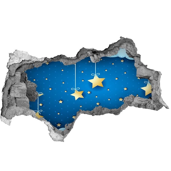 Autocollant mural trou Ciel nocturne parsemé d'étoiles dorées