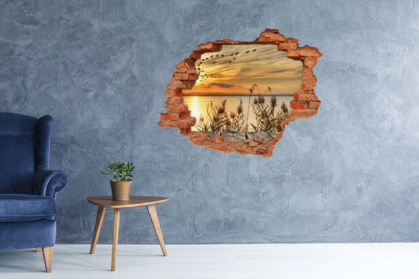 Sticker mural effet trou Coucher de soleil sur le lac