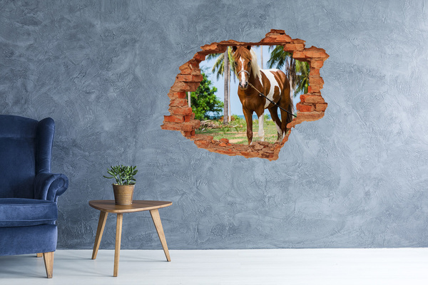 Sticker mural effet trou Un cheval sous les tropiques