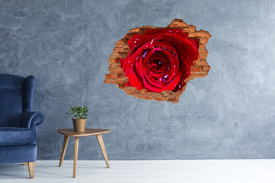 Autocollant mural trou Fleur de rose brique