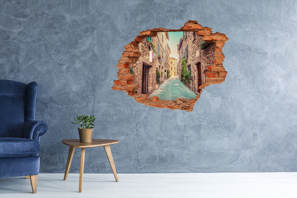 Autocollant mural trou Rues Italiennes plantes brique