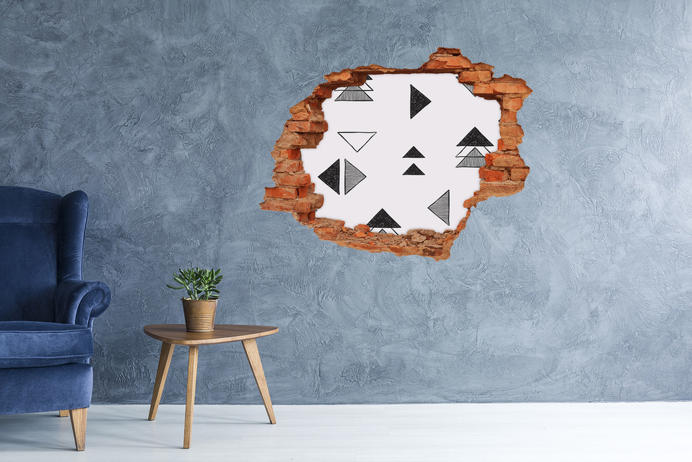 Sticker mural effet trou Triangles de fond brique