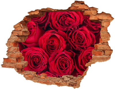 Sticker mural effet trou Des roses fleurs brique