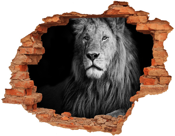 Autocollant à effet 3d trou Lion dans un trou dans le mur