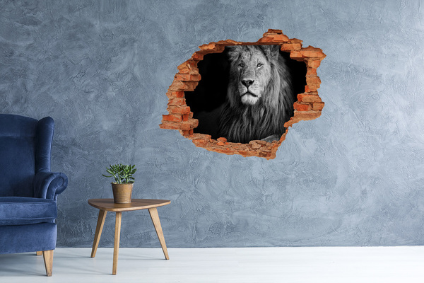 Autocollant à effet 3d trou Lion dans un trou dans le mur