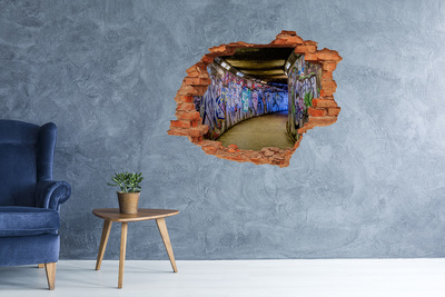 Sticker trou dans le mur Graffiti dans un tunnel de la ville