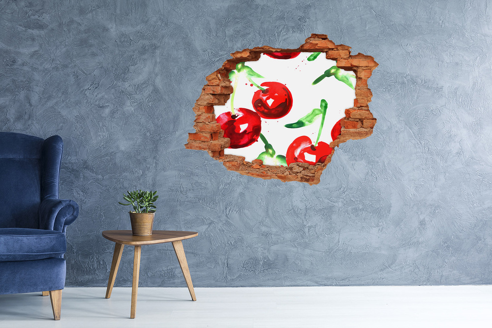 Autocollant mural trou Cerises brique