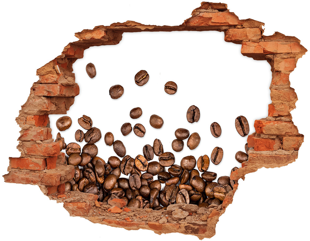 Sticker mural effet trou Grains de café aromatiques brique