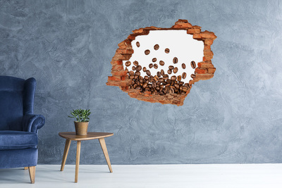 Sticker mural effet trou Grains de café aromatiques brique