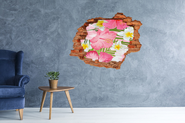 Autocollant à effet 3d trou Un paradis fleuri derrière le mur