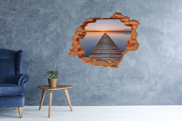 Sticker mural effet trou Coucher de soleil sur le lac