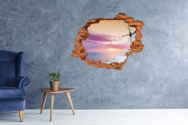 Autocollant à effet 3d trou Vue de l'île grecque