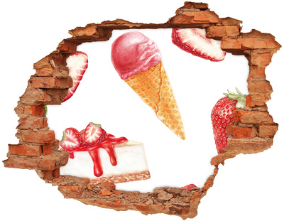 Sticker mural effet trou Dessert brique