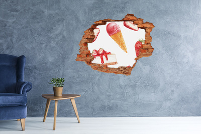 Sticker mural effet trou Dessert brique