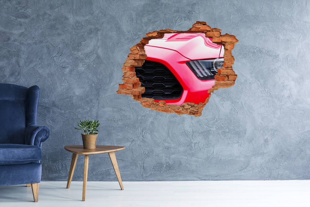 Sticker trou dans le mur Mustang rouge brique