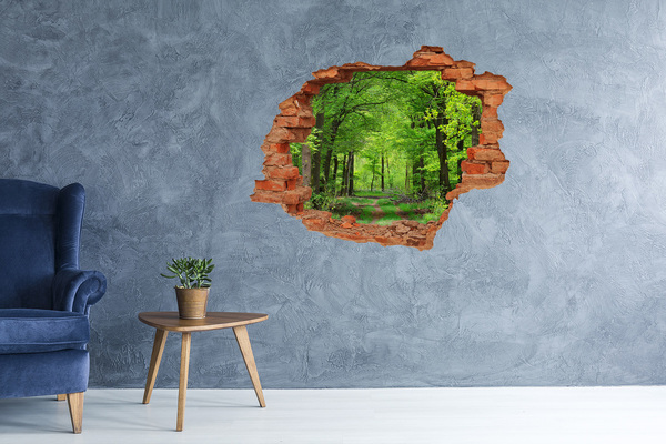 Autocollant mural trou Forêt verte dans un trou dans le mur