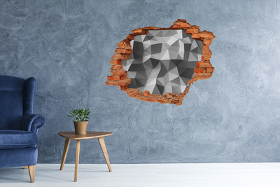 Sticker mural effet trou Triangles 3D gris abstraits brique