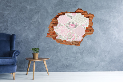 Autocollant mural trou Roses et ornements brique