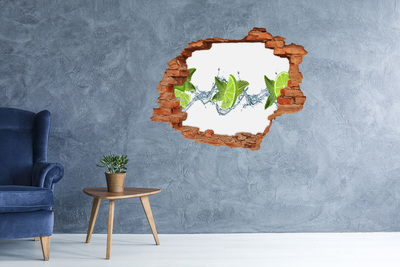 Sticker mural effet trou Citrons verts frais acides brique