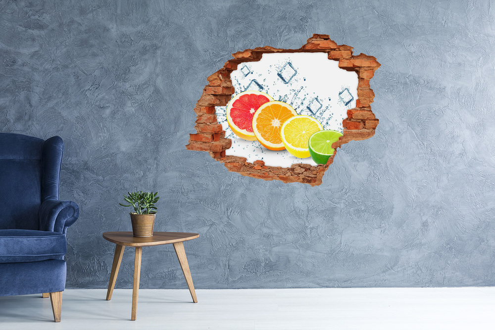 Autocollant mural trou Fruits d'agrumes brique