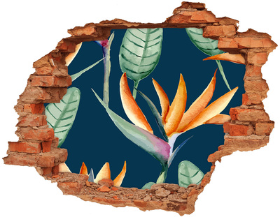 Autocollant mural trou Strelitzia royal brique