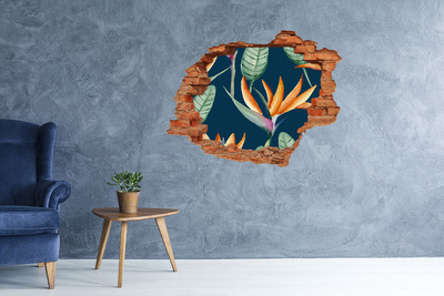 Autocollant mural trou Strelitzia royal brique