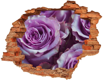 Sticker trou dans le mur Roses violettes brique