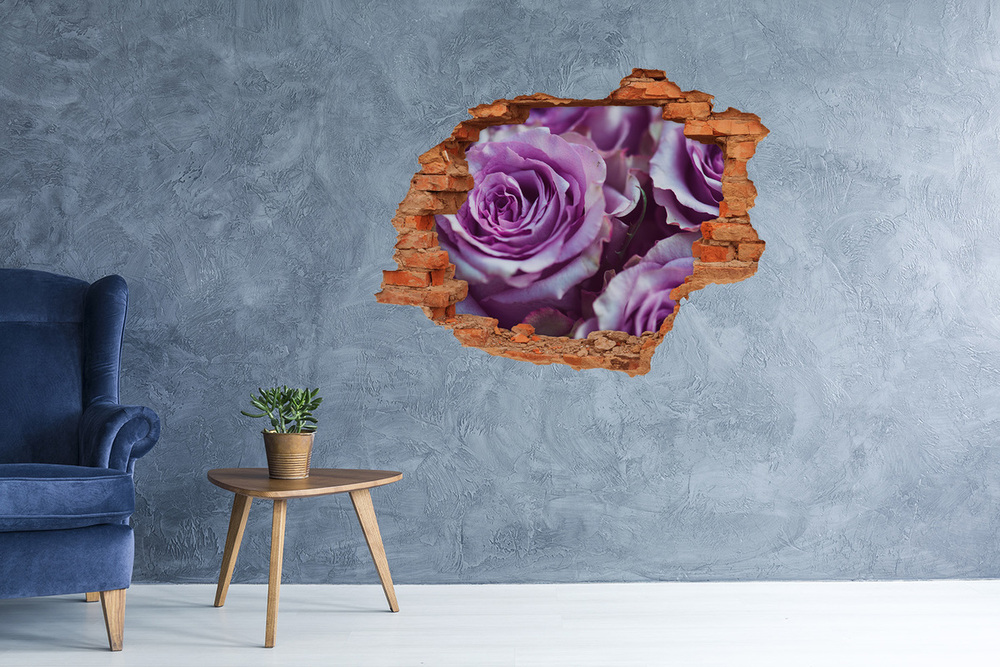 Sticker trou dans le mur Roses violettes brique