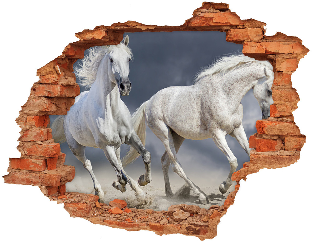 Sticker mural effet trou Chevaux blancs plage brique