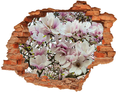 Autocollant mural trou Fleurs de magnolia brique