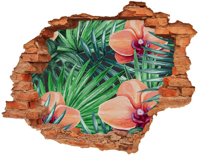 Autocollant mural trou Orchidée plante brique