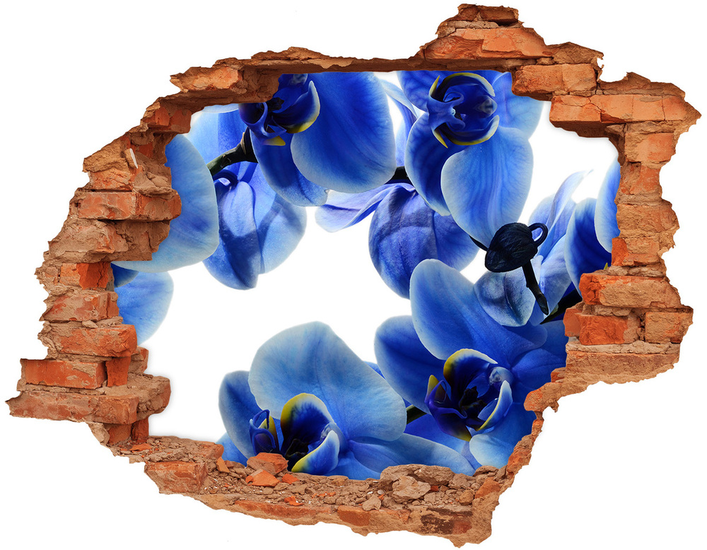 Autocollant mural trou Orchidée bleue brique