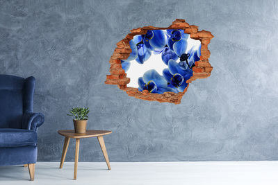 Autocollant mural trou Orchidée bleue brique