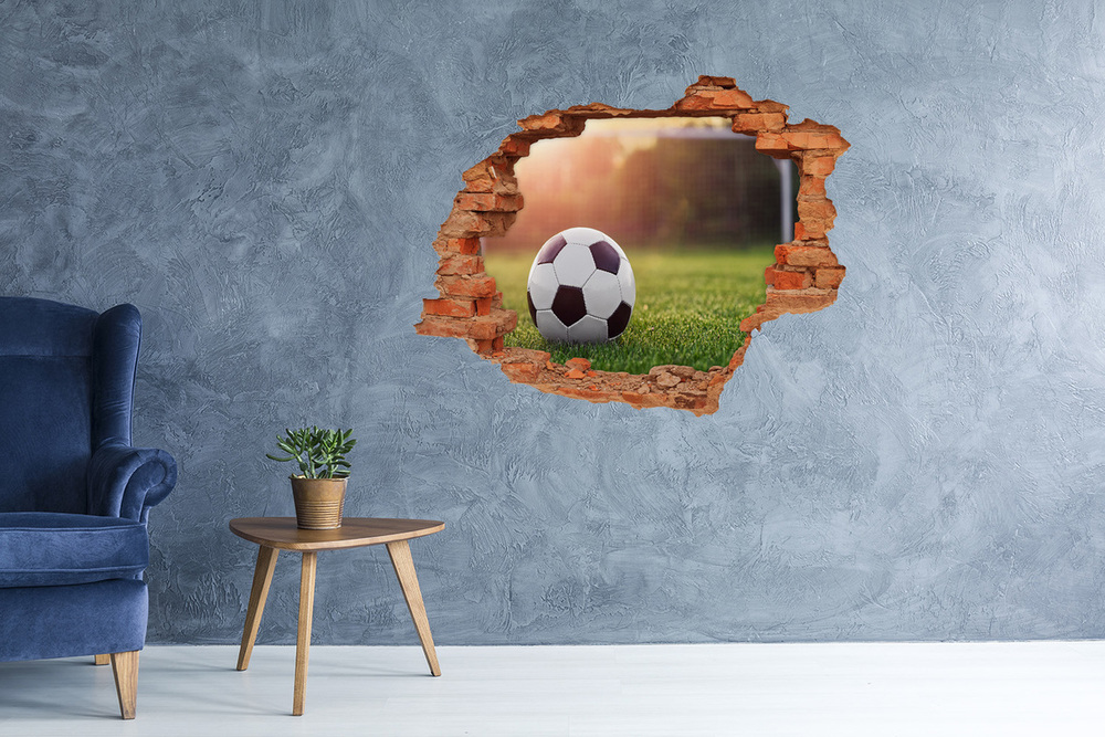 Autocollant mural trou Football brique