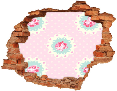 Sticker trou dans le mur Motif floral sur fond rose