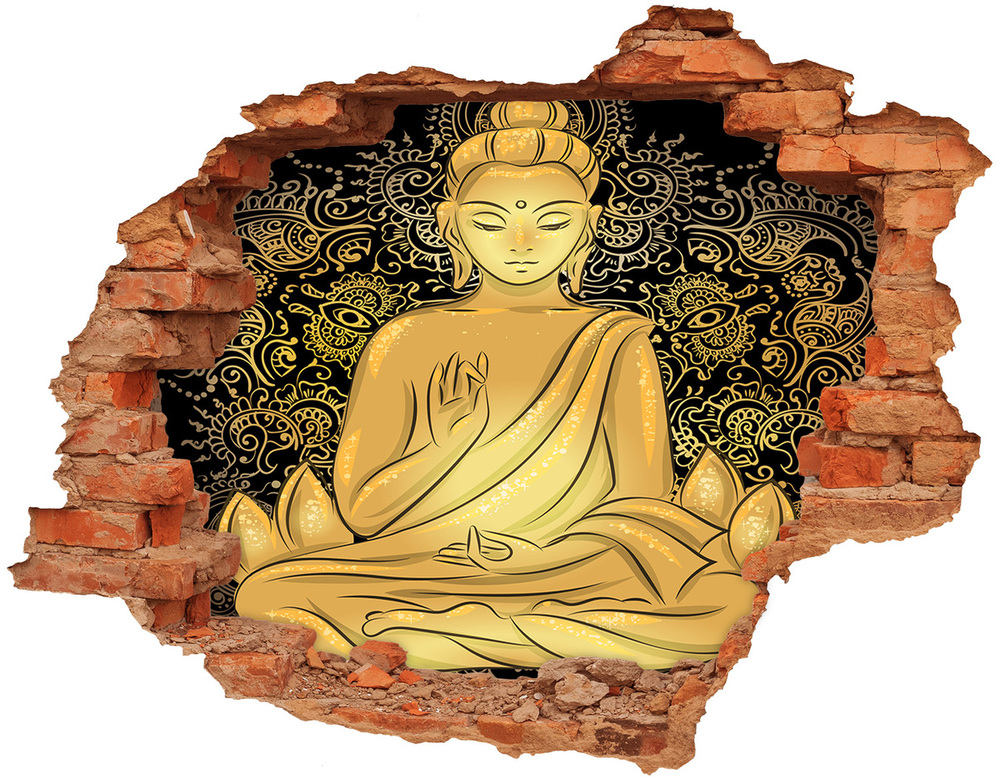 Sticker trou dans le mur Bouddha assis brique