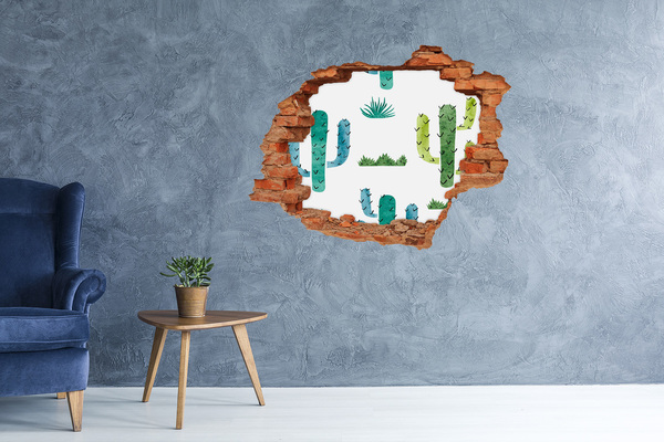 Sticker trou dans le mur Paysage verdoyant avec des cactus