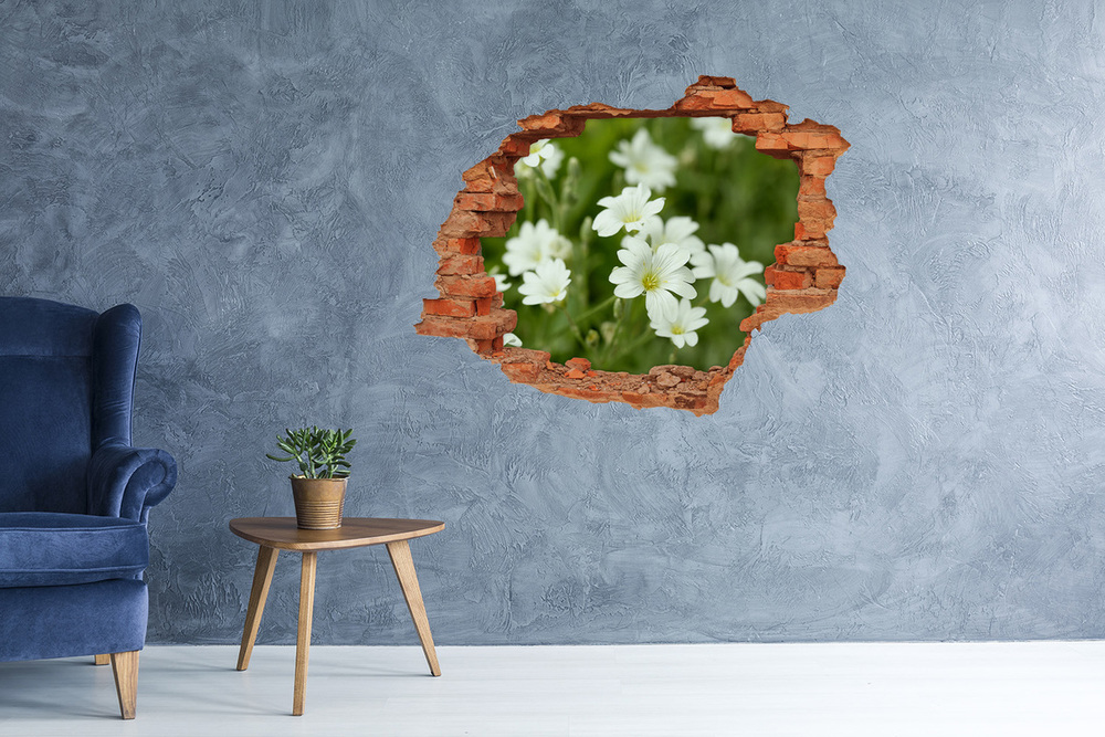 Sticker mural effet trou Fleurs de printemps brique