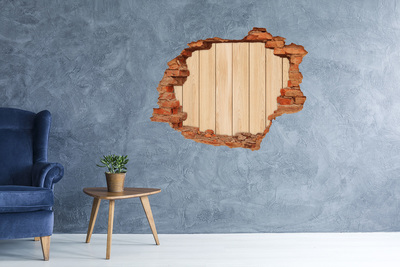 Sticker mural effet trou Motif en bois brique