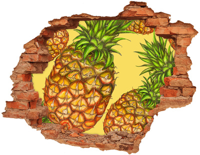 Sticker mural effet trou Ananas brique